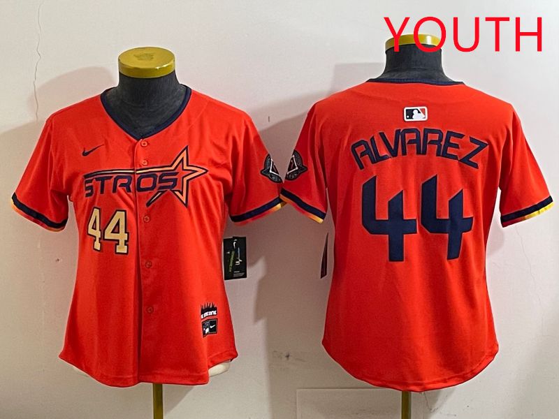 Youth Houston Astros #44 Alvarez Orange Three generations Joint Name 2025 Nike MLB Jersey style 4122->youth mlb jersey->Youth Jersey